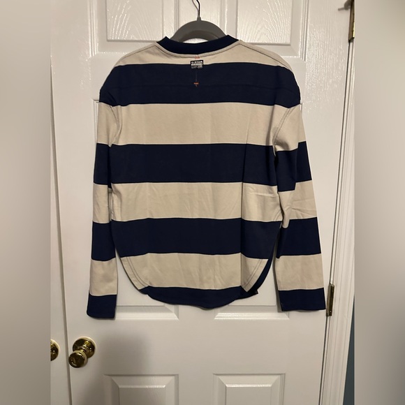 NWT G-Star Navy and Cream Striped Long Sleeve Tee - Picture 4 of 4
